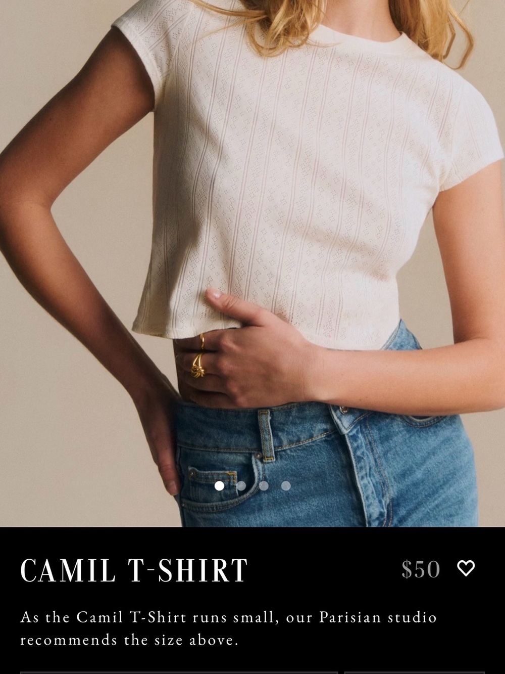 NWT Sézane Cream Cropped Camil Tee